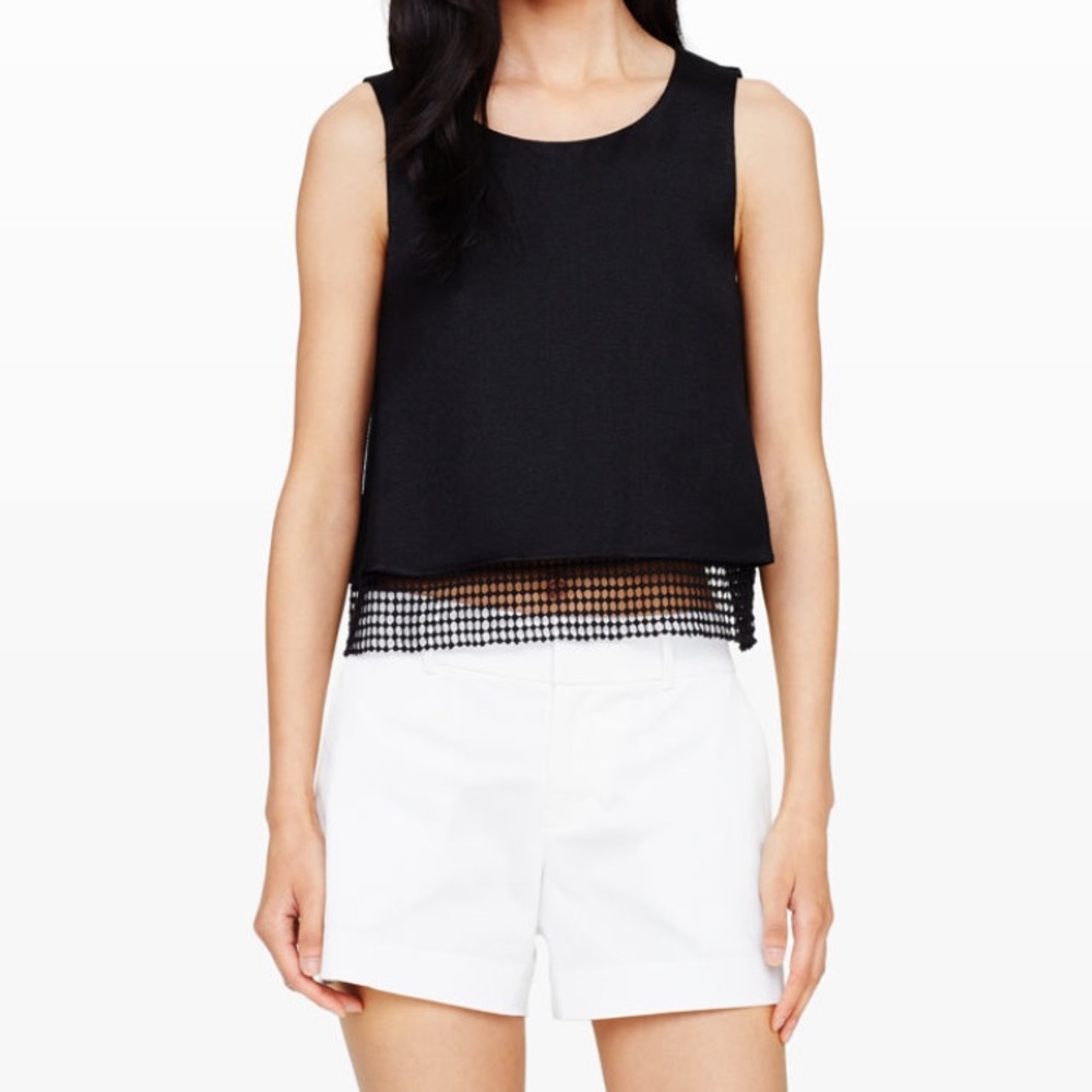 Club Monaco Black Crop Top with Gridded Layer